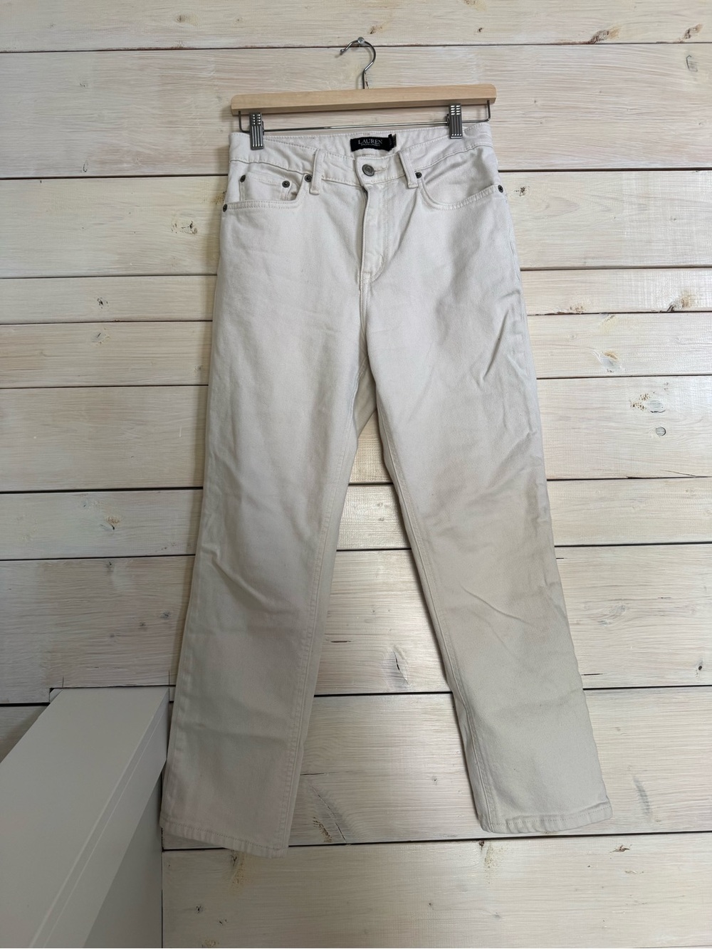 Lauren Ralph Lauren Off White Straight-Leg Jeans